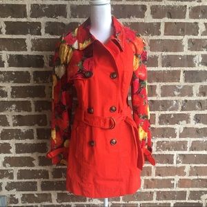 Anthropologie Elevenses Floral Trench Coat